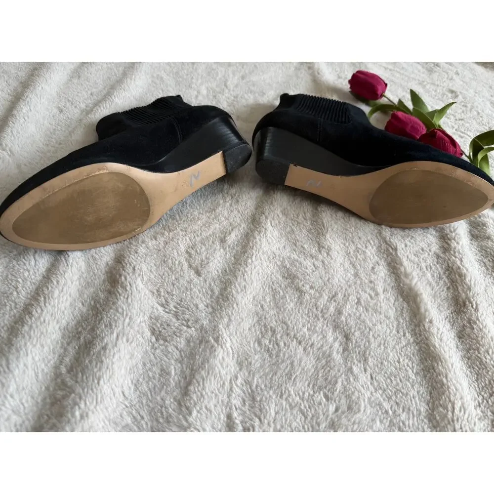 Talbots Black Suede Slip on Bootie Wedge Size 6M